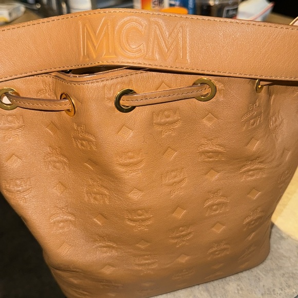 MCM Cognac Drawstring Bucket Bag - Picture 4 of 4